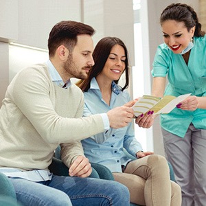 patients talking to dental professional